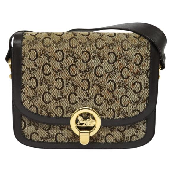 CELINE C Sulky Shoulder Bag Canvas Brown Gold - Picture 2 of 12